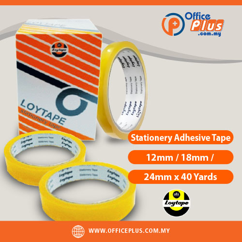 Loytape stationery adhesive tape 12mm 18mm 24mm x 40 yards strong transparent tape for office sealing, wrapping, packaging and general use Malaysia - OfficePlus Malaysia Online B2B Office Supplies (Stationery Tape)
