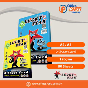 Lucky Star A3 A4 2 Sheet Colour Card 120gsm premium acid-free colored paper 80 sheets for photocopy, office printing, agenda and administrative use Malaysia - OfficePlus Malaysia Online B2B Office Supplies (2 Sheet Card)