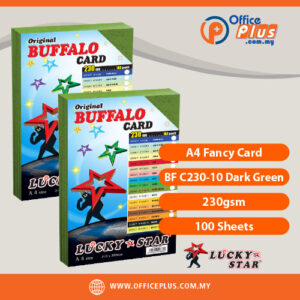 Lucky Star A4 Fancy Card BF C230-10 Dark Green 230gsm premium cardstock paper with 100 sheets for report covers, document binding, proposals and presentations - OfficePlus Malaysia Online B2B Office Supplies (Fancy Card)