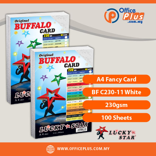 Lucky Star A4 Fancy Card BF C230-11 White 230gsm premium cardstock paper with 100 sheets for report covers, document binding, proposals and presentations - OfficePlus Malaysia Online B2B Office Supplies (Fancy Card)