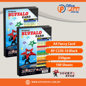 Lucky Star A4 Fancy Card BF C230-16 Black 230gsm premium cardstock paper with 100 sheets for report covers, document binding, proposals and presentations - OfficePlus Malaysia Online B2B Office Supplies (Fancy Card)