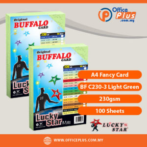Lucky Star A4 Fancy Card BF C230-3 Light Green 230gsm cardstock paper 100 sheets for report covers, proposal binding, presentations, and corporate office printing in Malaysia - OfficePlus Malaysia Online B2B Office Supplies (Fancy Card)