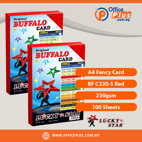 Lucky Star A4 Fancy Card BF C230-5 Red 230gsm cardstock paper with 100 sheets for report covers, proposal binding, presentations and office documents - OfficePlus Malaysia Online B2B Office Supplies (Fancy Card)