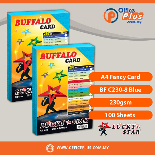 OfficePlus-500x500pxl-27-06-2026 Lucky Star A4 Fancy Card BF C230-8 Blue 230gsm - 100 sheets - OfficePlus Malaysia Online B2B Office Supplies (Fancy Card)