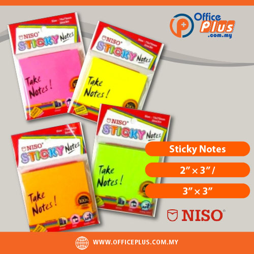 NISO_Sticky_Notes_2×3_-3×3_Inch-Stationery-OfficePlus Malaysia NISO Sticky Notes 2x3 Inch and 3x3 Inch Self Adhesive Memo Notes Malaysia - OfficePlus Malaysia (Sticky Notes)
