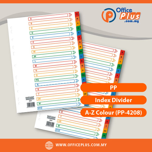 PP_Index_Divider_A-Z_Colour_PP-4208 - OfficePlus Malaysia PP Index Divider A-Z Colour PP-4208 alphabet plastic coated filing divider with 11-hole punch for office binders by OfficePlus Malaysia - OfficePlus Malaysia Online B2B Office Supplies (Filing)