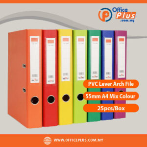 PVC Lever Arch File A4 55mm 2 inch mix colour with durable PVC cover, metal finger ring and rado slots for office filing - OfficePlus Malaysia Online B2B Office Supplies (Filing)