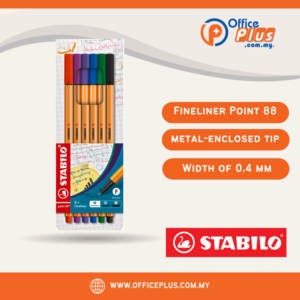 Stabilo Point 88 Fineliner Pen 0.4mm Wallet of 6 Colours
