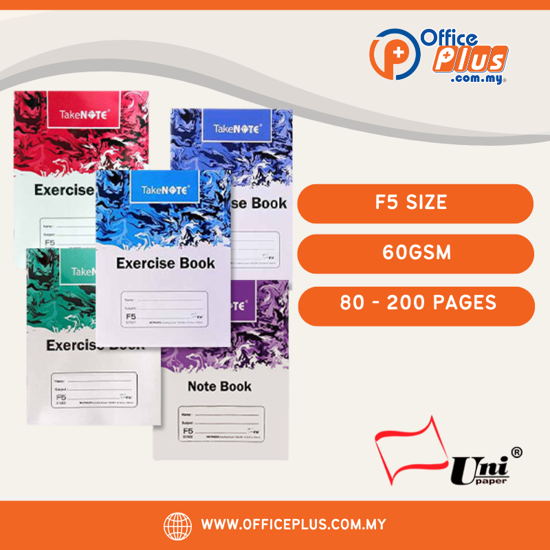 Unipaper Exercise Book F5 60gsm Unipaper Take Note Exercise Book F5 60gsm 80 to 200 pages