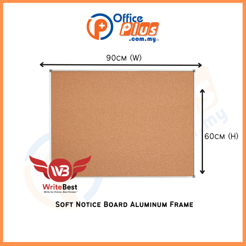WriteBestSoftNoticeBoardAluminumFrame2_x3_S23 WriteBest Soft Notice Board Aluminum Frame 2' x 3' (S23) - OfficePlus