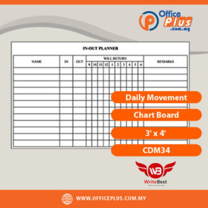 WriteBest Daily Movement Chart Board 3x4 feet CDM34 - OfficePlus Wholesale / Bulk Price Office Supplies (Whiteboard Boards / Notice Board / Flip Chart)