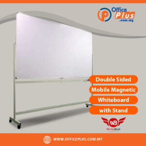 WriteBest Double sided mobile magnetic whiteboard with light grey steel stand, 360° rotating lock hinge - OfficePlus Wholesale / Bulk Price Office Supplies (Whiteboard Boards / Notice Board / Flip Chart)