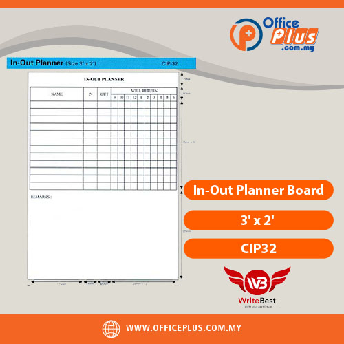 WriteBest_In-Out_Planner_Board_3_x_2_CIP32 - OfficePlus WriteBest In-Out Planner Board 3x2 feet CIP32 magnetic whiteboard - OfficePlus Wholesale / Bulk Price Office Supplies (Whiteboard Boards / Notice Board / Flip Chart)