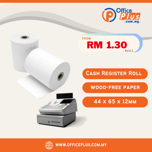 Cash Register Paper Roll High White 44 x 65 x 12mm