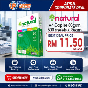 IK Natural A4 Copier 80gsm 500Sheet - A4 paper Supplier Malaysia