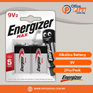 Energizer Max Alkaline Battery 9V 2pcs Pack for office smoke detectors, microphones, medical devices and electronic equipment - OfficePlus Malaysia Online B2B Office Supplies (Batteries)