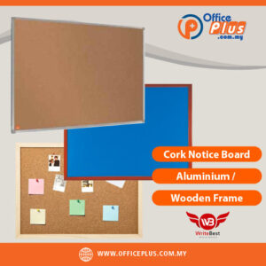 WriteBest Cork Notice Board with aluminium and wooden frame for office wall display in Malaysia - OfficePlus Malaysia Online B2B Office Supplies (Whiteboard Boards / Notice Board / Flip Chart)