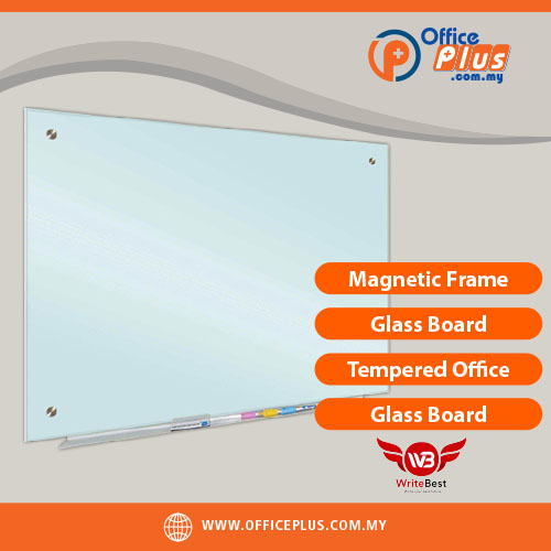 OfficePlus-500x500pxl-27-06-2026 WriteBest Magnetic Frame Glass Board Malaysia - OfficePlus Malaysia Online B2B Office Supplies (Whiteboard Boards / Notice Board / Flip Chart)