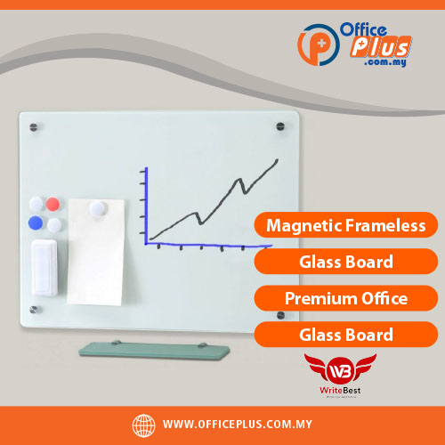 OfficePlus-500x500pxl-27-06-2026 WriteBest magnetic frameless glass board for modern office - OfficePlus Malaysia Online B2B Office Supplies (Whiteboard Boards / Notice Board / Flip Chart)