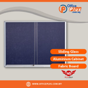 WriteBest sliding glass aluminium cabinet with fabric board for modern office document storage in Malaysia - OfficePlus Malaysia Online B2B Office Supplies (Whiteboard Boards / Notice Board / Flip Chart)
