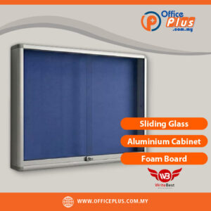 WriteBest Sliding Glass Aluminium Cabinet with foam board sliding doors for secure office document and file storage - OfficePlus Malaysia Online B2B Office Supplies (Whiteboard Boards / Notice Board / Flip Chart)