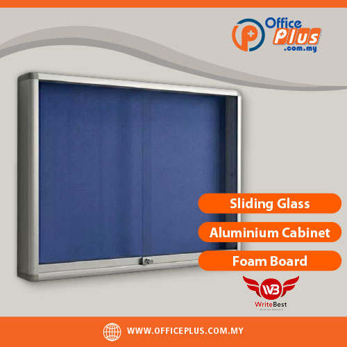 OfficePlus-500x500pxl-27-06-2026 WriteBest Sliding Glass Aluminium Cabinet with foam board sliding doors for secure office document and file storage - OfficePlus Malaysia Online B2B Office Supplies (Whiteboard Boards / Notice Board / Flip Chart)