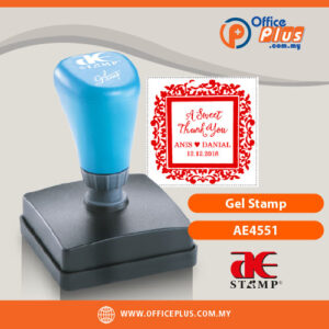 AE Gel Stamp AE4551 custom 45x51mm rectangle stamp with waterproof oil-based ink for office use in Malaysia - OfficePlus Malaysia Online B2B Office Supplies (Rubber Stamp & Ink)