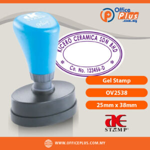 AE Gel Stamp OV2538 25x38mm custom oval rubber stamp with waterproof refillable ink for office and business use in Malaysia - OfficePlus Malaysia Online B2B Office Supplies (Rubber Stamp & Ink)