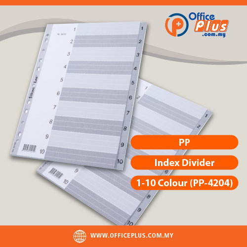PP_Index_Divider_1-10_Colour_PP-4204 - OfficePlus Malaysia PP Index Divider 1-10 Colour PP-4204 numbered plastic coated filing divider with 11-hole punch for office binders by OfficePlus Malaysia - OfficePlus Malaysia Online B2B Office Supplies (Filing)
