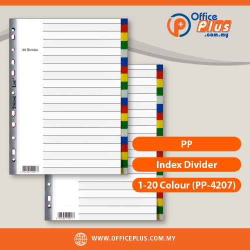 PP_Index_Divider_1-20_Colour_PP-4207 - OfficePlus Malaysia PP Index Divider 1-20 Colour PP-4207 numbered plastic coated filing divider with 11-hole punch for office binders by OfficePlus Malaysia - OfficePlus Malaysia Online B2B Office Supplies (Filing)