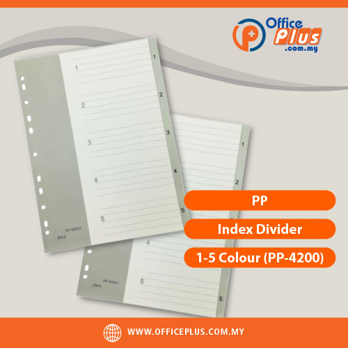 PP_Index_Divider_1-5_Colour_PP-4200 - OfficePlus Malaysia PP Index Divider 1-5 Colour PP-4200 plastic coated filing divider with 11-hole punch for office binders by OfficePlus Malaysia - OfficePlus Malaysia Online B2B Office Supplies (Filing)