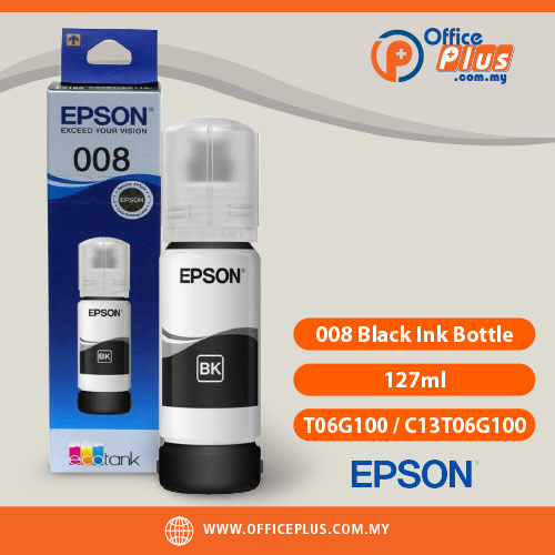 Epson 008 Black Ink Bottle 127ml (T06G100 / C13T06G100) | OfficePlus Malaysia