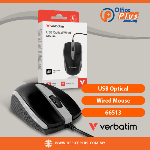 Verbatim USB Optical Wired Mouse 66513 | OfficePlus Malaysia