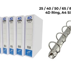 East-File 28 A4 PVC 4D White Ring File with durable white PVC cover, 4D ring mechanism and transparent label pockets for office document filing - OfficePlus Wholesale / Bulk Price Office Supplies (Filing)