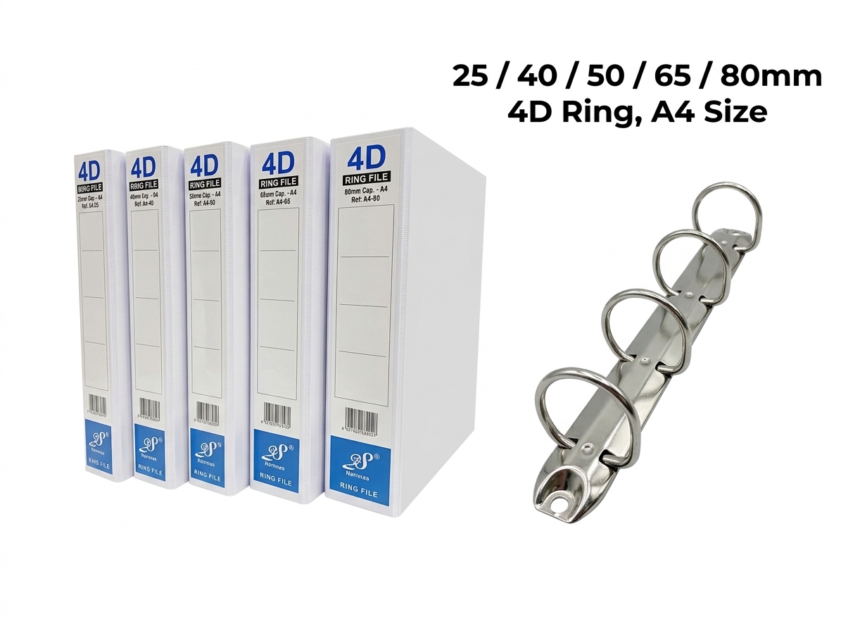 28_East-File_A4_PVC_4D_White_Ring_File - OfficePlus East-File 28 A4 PVC 4D White Ring File with durable white PVC cover, 4D ring mechanism and transparent label pockets for office document filing - OfficePlus Wholesale / Bulk Price Office Supplies (Filing)